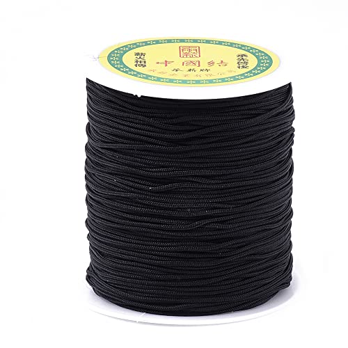 Bestewelry 120 Yards Nylon Perlenschnur 1,5 mm geflochtene chinesische Knotenschnur Jalousien Schnur für Schmuckherstellung, Fenster, Lampenschirme und Rollen (schwarz) von Bestewelry