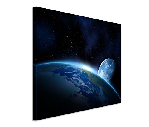 Modernes Bild 120x80cm Künstlerische Fotografie – Planet Erde mit Mond von Bestforhome GmbH