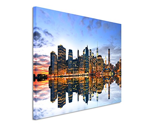 Modernes Bild 120x80cm Urbane Fotografie – Manhattan Skyline bei Zwielicht von Bestforhome GmbH