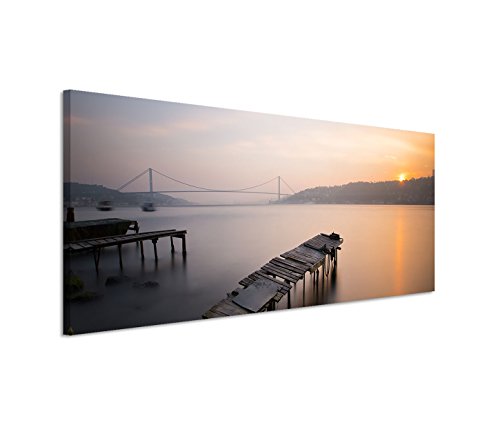 Modernes Bild 150x50cm Landschaftsfotografie – Steg vor der Bosporus Brücke von Bestforhome GmbH