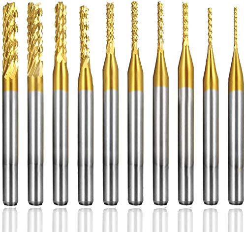 Bestgle 10 Stück 3 mm PCB Gravur-Fräser aus Titan, Wolframkarbid, 0,8 – 3,17 mm Durchmesser, CNC-Fräser, Rotationswerkzeug, Set mit Aufbewahrungstasche Bestgle 10 Stück 3 mm PCB Gravur-Fräser aus Titan, Wolframkarbid, 0,8 – 3,17 mm Durchmesser, CNC-Fräser, Rotationswerkzeug, Set mit Aufbewahrungstasche von Bestgle