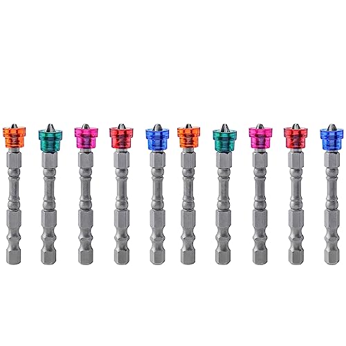 Bestgle 10 Stücke Magnetkragen Design PH2 Phillips Kreuzkopf Schraubendreher Bit 1/4 Zoll Hex Schaft Tiefe Stop Trockenbau Schraubendreher Bohrer 65mm Länge von Bestgle