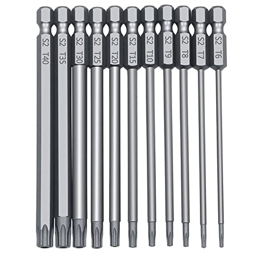 Bestgle 11 Stück 75 mm Torx Schraubendreher-Set, Torx Bit 1/4 Zoll, magnetische Spitze zum Demontieren und Reparieren von Haushaltsgeräten von Bestgle