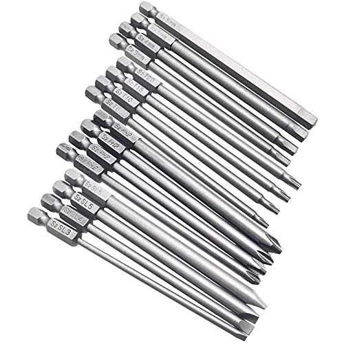 Bestgle 16pcs 1/4" Hex Shank 100mm/4 Inch Long Magnetic Screwdriver Bits Set, Hex Head Allen Wrench, Torx Security, Cross Phillips & Flat Head Slotted Tip Bit Bestgle 16pcs 1/4" Hex Shank 100mm/4 Inch Long Magnetic Screwdriver Bits Set, Hex Head Allen Wrench, Torx Security, Cross Phillips & Flat Head Slotted Tip Bit von Bestgle