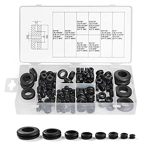 Bestgle 180 Stück O-Ringe aus Gummi für Draht, Stecker und Kabel, Sortiment von Unterlegscheiben aus Gummi, Dichtungsring-Set für elektrische Leiter von Bestgle