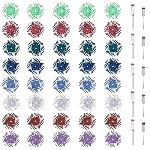 Bestgle 25mm radiale borstenscheiben-set 50 stücke 8 gemischte körnung 80/120/220/320/400/600/1000 /2000radialborsten schleifbürste lücke polierpad polierscheiben sortiment kit von Bestgle