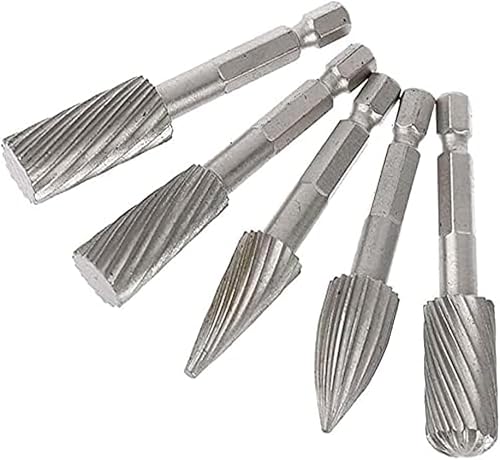 Bestgle 5-teiliges Set mit Fräsern, drehbar, 1/4 Zoll, Sechskant-Schaft, Fräser aus Stahl, mit hoher Geschwindigkeit, Drehwerkzeuge, für Hardware aus Aluminium und Eisen, 5-teilig Bestgle 5-teiliges Set mit Fräsern, drehbar, 1/4 Zoll, Sechskant-Schaft, Fräser aus Stahl, mit hoher Geschwindigkeit, Drehwerkzeuge, für Hardware aus Aluminium und Eisen, 5-teilig von Bestgle