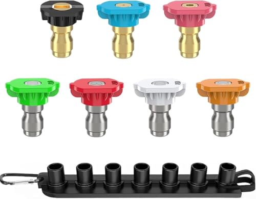 Bestgle 7 Stück Hochdruckreiniger Sprühdüse Spitzen Set, 1/4'' Schnellverbindung Düsen mit Düsenhalter, Hochdruckreiniger-Düsenspitzen-Aufsatzkopf für Die Autoreinigung und Den Garten Verwendet Bestgle 7 Stück Hochdruckreiniger Sprühdüse Spitzen Set, 1/4'' Schnellverbindung Düsen mit Düsenhalter, Hochdruckreiniger-Düsenspitzen-Aufsatzkopf für Die Autoreinigung und Den Garten Verwendet von Bestgle