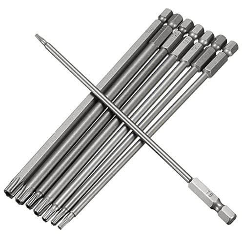 Bestgle torx bitsätze150mm lange schraubendreher bits set bohrer 1/4zoll sechskant schaft 8 stück torx sicherheitskopf s2 stahl stern kopf leistungsstarkes elektrische schraubendreher werkzeuge t8-t40 von Bestgle