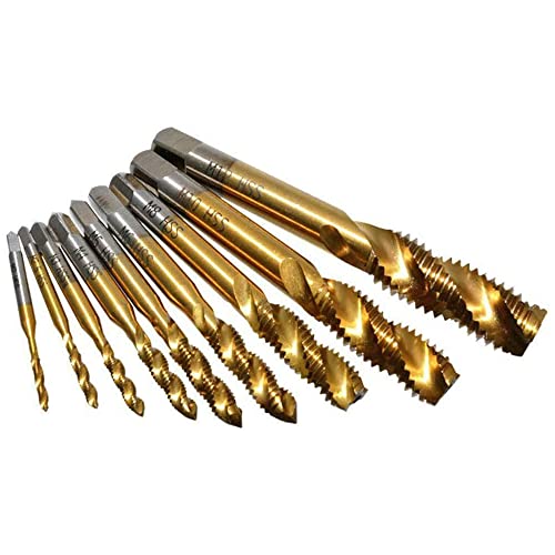 Bestgle 9 Stück Gewindebohrer Spiralbohrer aus HSS, Spiralgewinde, Spiralgewinde, Gewindebohrer aus Schnellarbeitsstahl, Beschichtung Titan, M2, M2,5, M3, M4, M5, M6, M8, M10, M12 Bestgle 9 Stück Gewindebohrer Spiralbohrer aus HSS, Spiralgewinde, Spiralgewinde, Gewindebohrer aus Schnellarbeitsstahl, Beschichtung Titan, M2, M2,5, M3, M4, M5, M6, M8, M10, M12 von Bestgle