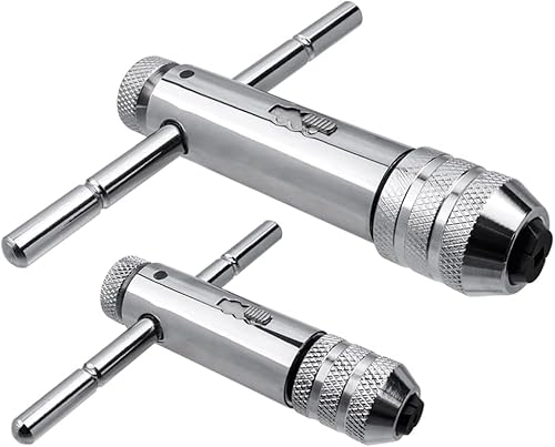 Bestgle T-Griff Werkzeughalter mit Schiebegriff für Gewindebohrer, wendbarer Gewindehalter mit Ratsche M3-M8 / M5-M12, 2 Stück von Bestgle