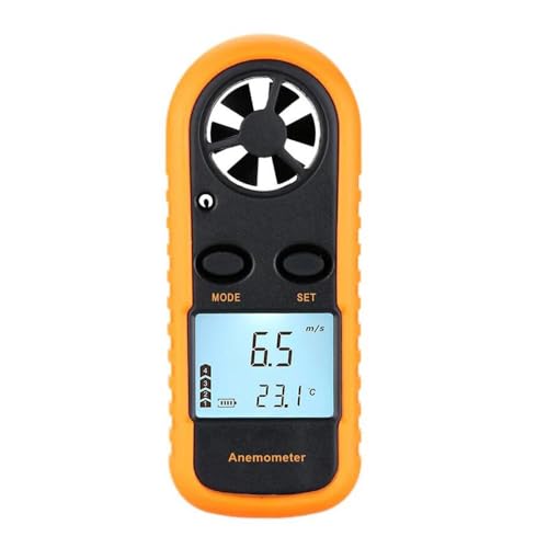 Bestgle Tragbarer Anemometer für den Außenbereich, digital, Windgeschwindigkeit, mit max. Anemometer mit Thermometer mit Hintergrundbeleuchtung für Windsurfen, Segeln, Angeln, Aufnahmen von Bestgle