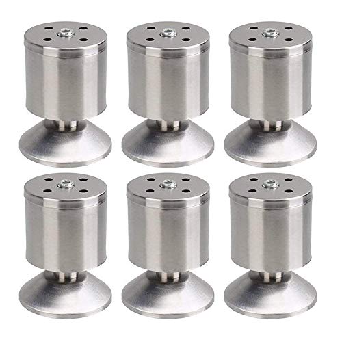 Bestgle möbelfüße sofafuß 6 stück runde sockelfuß Edelstahl schrankfüße 0-10mm höhenverstellbar für möbel Projekt 50mm*80mm Silber von Bestgle