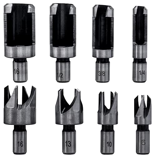 Bestgle zapfenbohrer set 8 stück holz plug cutter bohrer set rundschaft kohlenstoffstahl klaue konisch bohrer hss fräser holz zapfenschneider dübel zapfenbohrer für holzbearbeitung 6mm 10mm 13mm 16mm von Bestgle