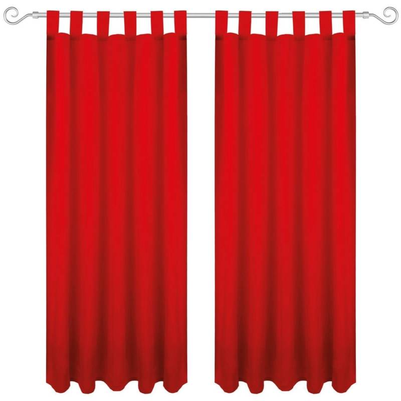 Bestgoodies Dekoschal Ellen Schlaufen Blickdicht 2er Pack 140 cm x 145 cm Rot von Bestgoodies