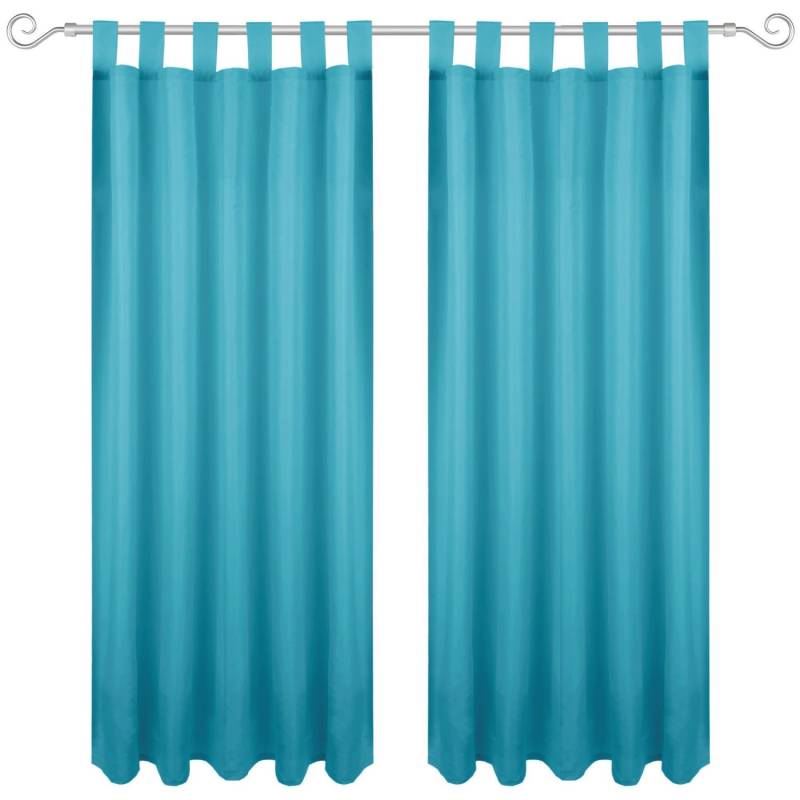Bestgoodies Dekoschal Ellen Schlaufen Blickdicht 2er Pack 140 cm x 145 cm Türkis von Bestgoodies