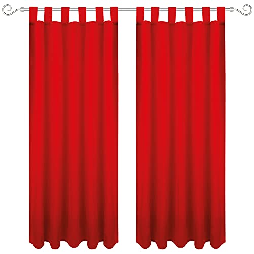 Bestgoodies Gardine mit Schlaufen 140x245 cm (Breite x Länge) in Rot, blickdichter Vorhang, Schlaufenvorhang in vielen Variationen von Bestgoodies
