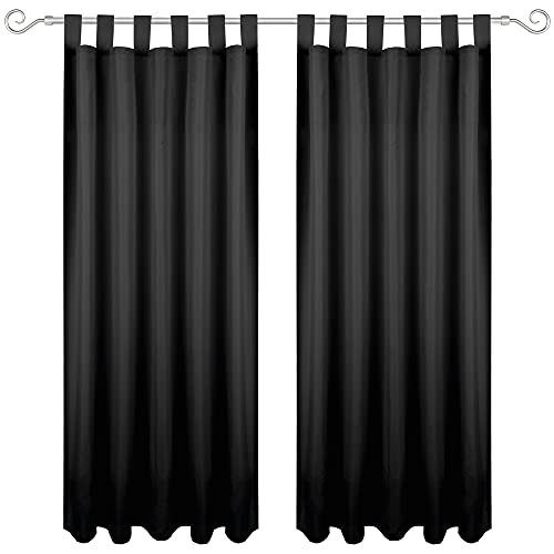 Bestgoodies Gardine mit Schlaufen 140x245 cm (Breite x Länge) in Schwarz, blickdichter Vorhang, Schlaufenvorhang in vielen Variationen von Bestgoodies