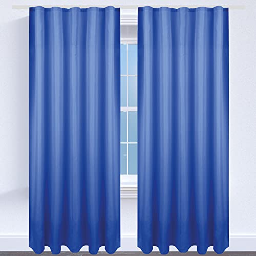 Bestgoodies Gardine mit Universalband 140x145 cm in Blau, blickdichter Vorhang mit Kräuselband in vielen Variationen von Bestgoodies