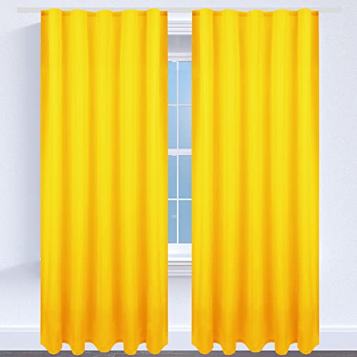 Bestgoodies Gardine mit Universalband 140x175 cm in Gelb, blickdichter Vorhang mit Kräuselband in vielen Variationen von Bestgoodies