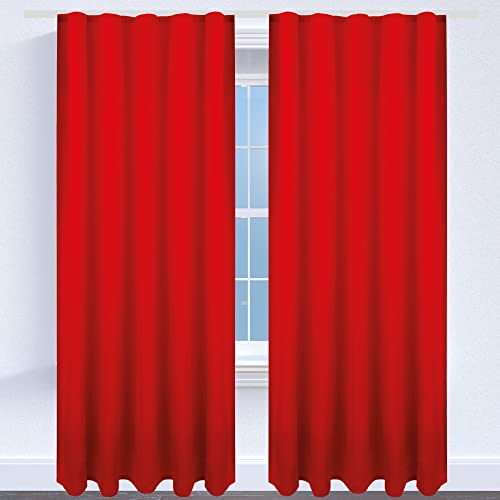 Bestgoodies Gardine mit Universalband 140x175 cm in Rot, blickdichter Vorhang mit Kräuselband in vielen Variationen von Bestgoodies