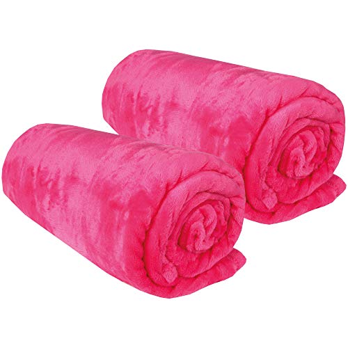 Bestgoodies Kuscheldecke im 2er Pack Wohndecke - extra weich - hochwertige Microfaser Flauschdecke, 150 x 200 cm - Pink von Bestgoodies