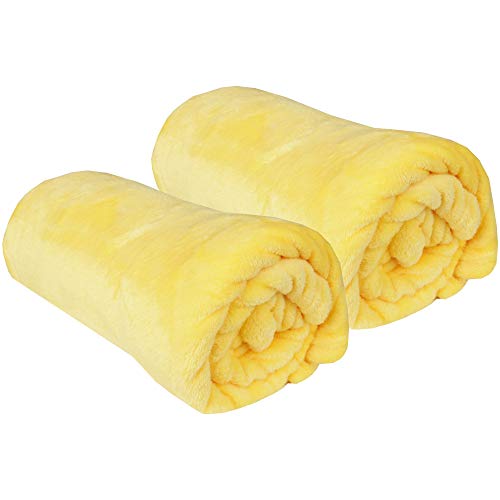 Bestgoodies Kuscheldecke im 2er Pack Wohndecke - extra weich - hochwertige Microfaser Flauschdecke, 90 x 140 cm - Gelb von Bestgoodies