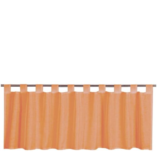 Bestgoodies Schlaufen-Bistrogardine der Serie Skylight, transparente Uni Scheibengardine Voile in vielen erhältlich (160x45 cm, Hellorange - möhre) von Bestgoodies