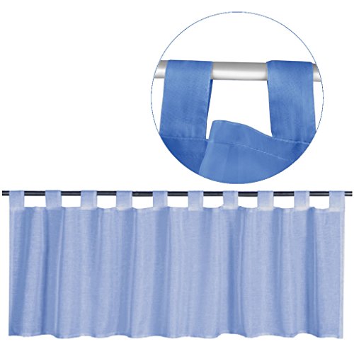 Bestgoodies Schlaufen-Bistrogardine in B160cm x L60cm, transparente Uni Scheibengardine Voile in vielen erhältlich (blau - Mittelblau) von Bestgoodies