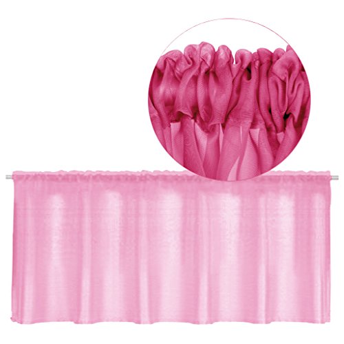 Bestgoodies Stangendurchzug-Bistrogardine in B160cm x L45 cm, transparente Uni Scheibengardine Voile in vielen erhältlich (pink - Fuchsia) von Bestgoodies