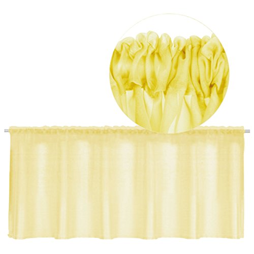 Bestgoodies Stangendurchzug-Bistrogardine in B160cm x L60 cm, transparente Uni Scheibengardine Voile in vielen erhältlich (gelb - lemongelb) von Bestgoodies