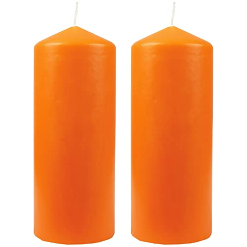 Bestgoodies Stumpenkerzen Wachskerzen Ø8cm x 20cm (2er Pack) Orange - Lange Brenndauer, Hergestellt in EU, Kerzen Blockkerzen - Wachs Stumpen von Bestgoodies