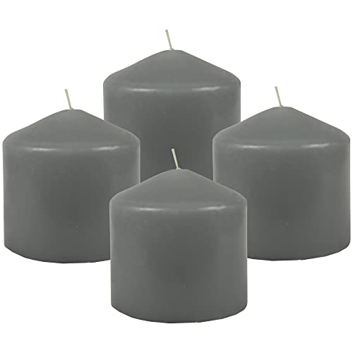 Bestgoodies Stumpenkerzen Wachskerzen Ø8cm x 8cm (4er Pack) Grau - Lange Brenndauer, Hergestellt in EU, Kerzen Blockkerzen - Wachs Stumpen von Bestgoodies