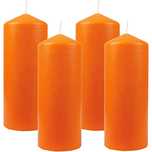 Bestgoodies Stumpenkerzen Wachskerzen Ø8cm x 20cm (4er Pack) Orange - Lange Brenndauer, Hergestellt in EU, Kerzen Blockkerzen - Wachs Stumpen von Bestgoodies