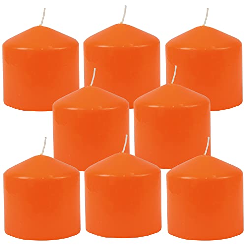 Bestgoodies Stumpenkerzen Wachskerzen Ø8cm x 8cm (8er Pack) Orange - Lange Brenndauer, Hergestellt in EU, Kerzen Blockkerzen - Wachs Stumpen von Bestgoodies