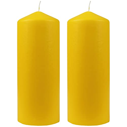 Bestgoodies Wachskerzen (2er Pack) Gelb Stumpenkerzen Ø6cm x 13,5cm - Kerze in vielen Farben, Lange Brenndauer - Hergestellt in EU - Kerzen Blockkerzen von Bestgoodies