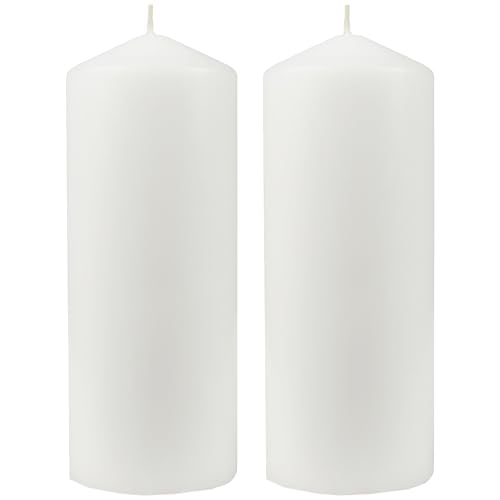 Bestgoodies Wachskerzen (2er Pack) Weiß Stumpenkerzen Ø6cm x 13,5cm - Kerze in vielen Farben, Lange Brenndauer - Hergestellt in EU - Kerzen Blockkerzen von Bestgoodies
