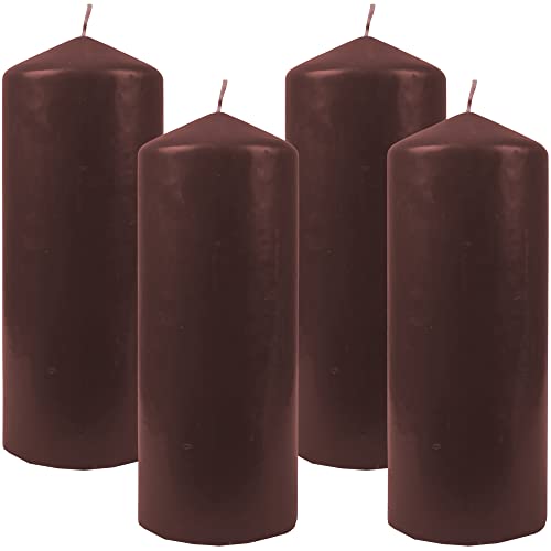 Bestgoodies Wachskerzen (4er Pack) Braun Stumpenkerzen Ø6cm x 13,5cm - Kerze in vielen Farben, Lange Brenndauer - Hergestellt in EU - Kerzen Blockkerzen von Bestgoodies