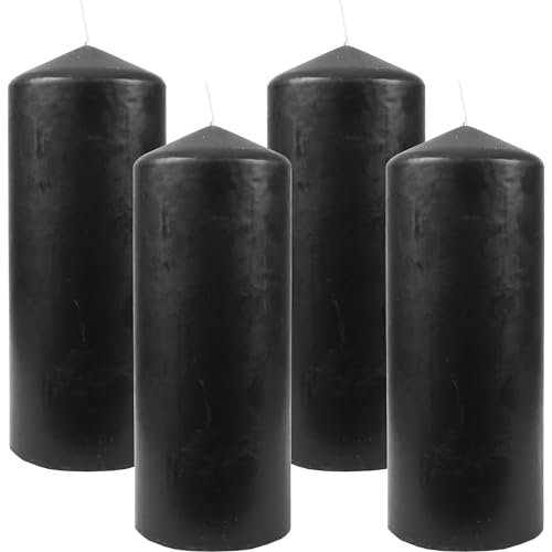 Bestgoodies Wachskerzen (4er Pack) Schwarz Stumpenkerzen Ø6cm x 13,5cm - Kerze in vielen Farben, Lange Brenndauer - Hergestellt in EU - Kerzen Blockkerzen von Bestgoodies