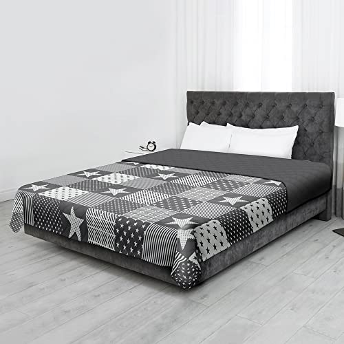 Home & Living Tagesdecke 220x240cm (Anthrazit) - Öko-Tex 100 - Bettüberwurf Sofaüberwurf Bettdecke - Gesteppte Decke von Bestgoodies