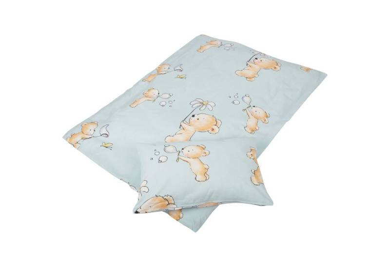 Kinderbettdecke + Kopfkissen, Kinder Betten-Set inkl. Bettwäsche, Bestgoodies, Füllung: 100% Polyester, Klimafaser, 2-tlg (100x135cm / 40x60cm) Bettdecken Set, Bettbezug aus 100% Baumwolle - Steppbett waschbar bei 95°C von Bestgoodies