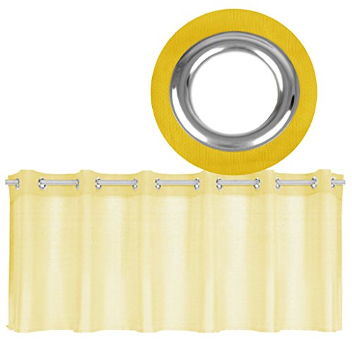 Ösen-Bistrogardine in B160cm x L45cm, transparente Uni Scheibengardine Voile in vielen erhältlich (gelb - lemongelb) von Bestgoodies