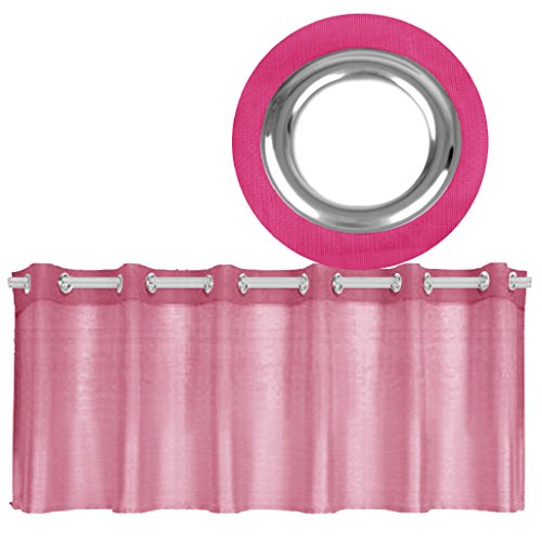 Ösen-Bistrogardine in B160cm x L45cm, transparente Uni Scheibengardine Voile in vielen erhältlich (pink - Fuchsia) von Bestgoodies
