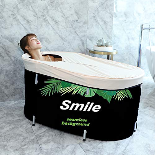 BESTHLS Tragbare Badewanne für Erwachsene, BESTHLS tragbare Badewanne, faltbar für Erwachsene, geeignet für Dusche, Einweichen, Zuhause, Spa (grünes Blatt) von Besthls