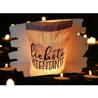 Besticktes Windlicht "Liebste Patentante Freie Farbwahl Lichtbeutel Kerzenglas Deko Tischdeko Teelicht Laterne Geschenk Kompliment Danke von Bestickend