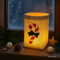 Besticktes Windlicht "Zuckerstange" Freie Farbwahl Lichtbeutel Kerzenglas Deko Tischdeko Party Laterne Weihnachten Fest Advent Winter von Bestickend