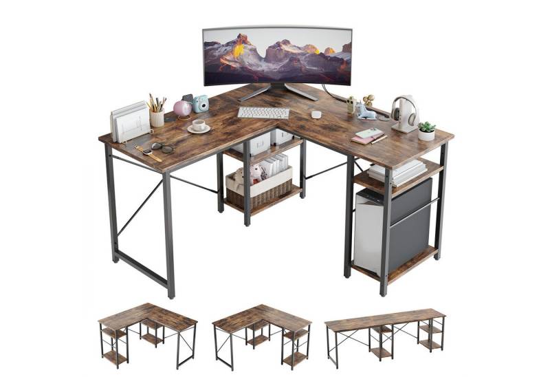 Bestier Gamingtisch 120/240 cm Eckschreibtisch Gaming Tisch, L-förmiger Schreibtisch (Stabil Schreibtisch, Workstation), P2-Platte Computertische für Büro, Heimbüro von Bestier
