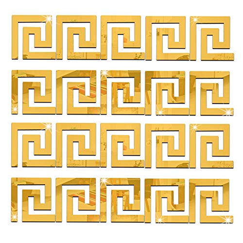 Bestine Spiegel Wandaufkleber 3D abnehmbare Selbstklebende Acrylfliesen Spiegel Abziehbilder Kunst DIY Dekor Home Office Wand Fuß Linie Tapete Grenzen Sockelleiste (Gold,20) von Soekodu