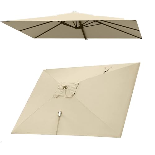 10' x 13' rechteckiger Schirmdach-Ersatzstoff, 8 Rippen, versetzte Sonnenschirmspitze, UV-beständiger Freischwinger-Gartenschirm-Ersatzstoff (Khaki) von Bestiry
