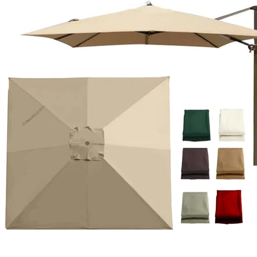 10'x10' Freischwinger-Terrassenschirm, Ersatzstoff, 8 Rippen, quadratischer Gartenschirm, UV-Schutz, Ersatzstoff für die Sonnenschirmabdeckung im Markt- und Gartenbereich (Khaki, Einzeloberteil 3 m (1 von Bestiry